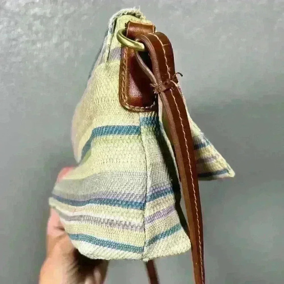ROSETTI Woven Fabric Crossbody Purse Beachy Earthy Striped Women Small - Picture 4 of 12